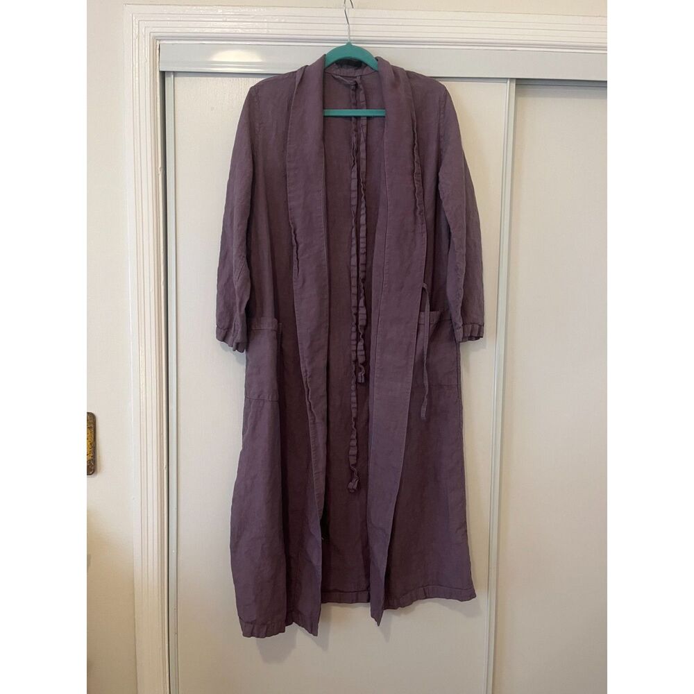 Jenni Kayne Linen Bathrobe in Plum - Small